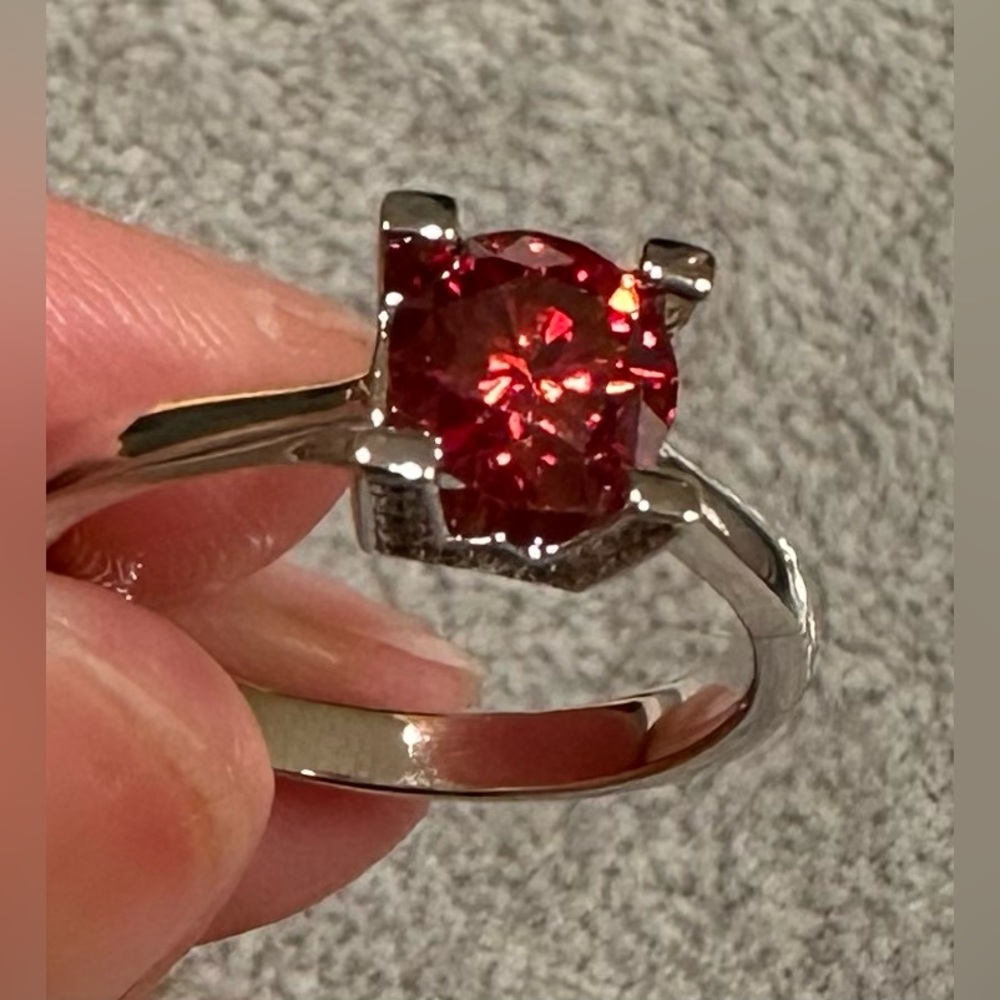 Moissanite Bright Red Ring Size 8 - NWT